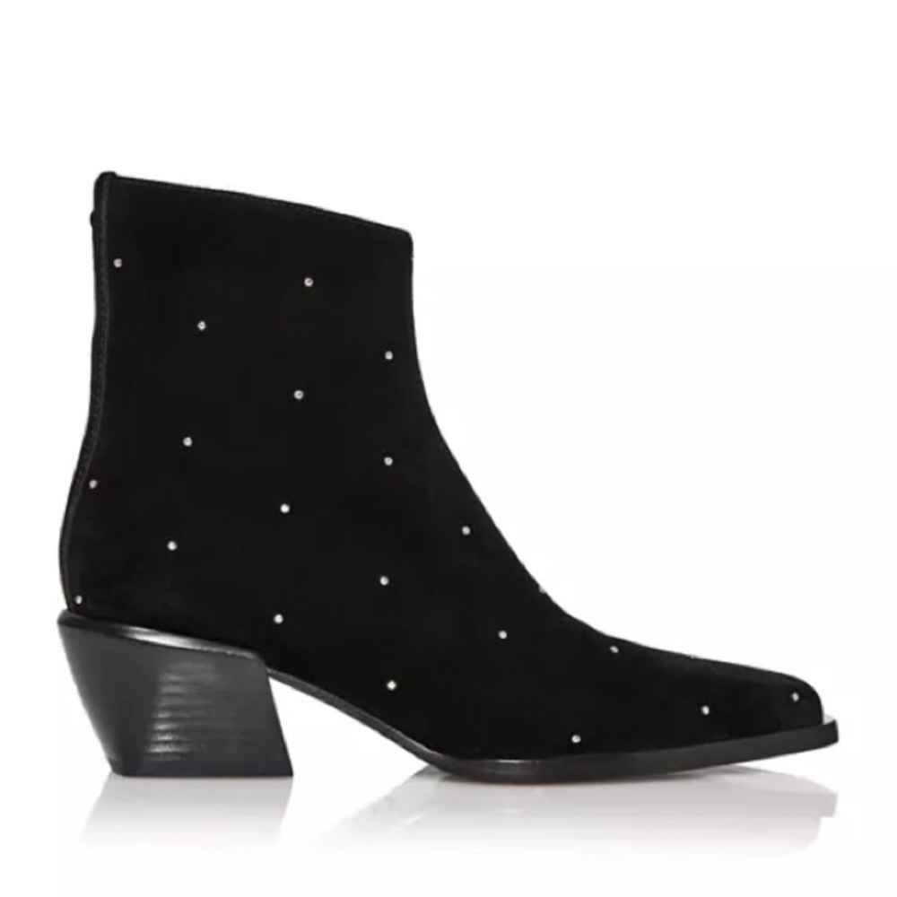 rag & bone Joni Black Ankle Boots with Silver Studs